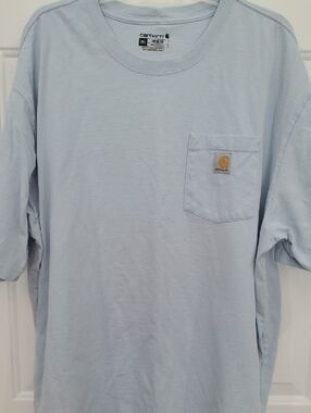 Carhartt Light Blue Loose Fit 2XL  Short-Sleeve Pocket Tee with Logo Patch